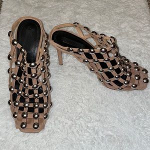 Alexander Wang sz 38 sexy silver studded slip on high heels designer sexy heels